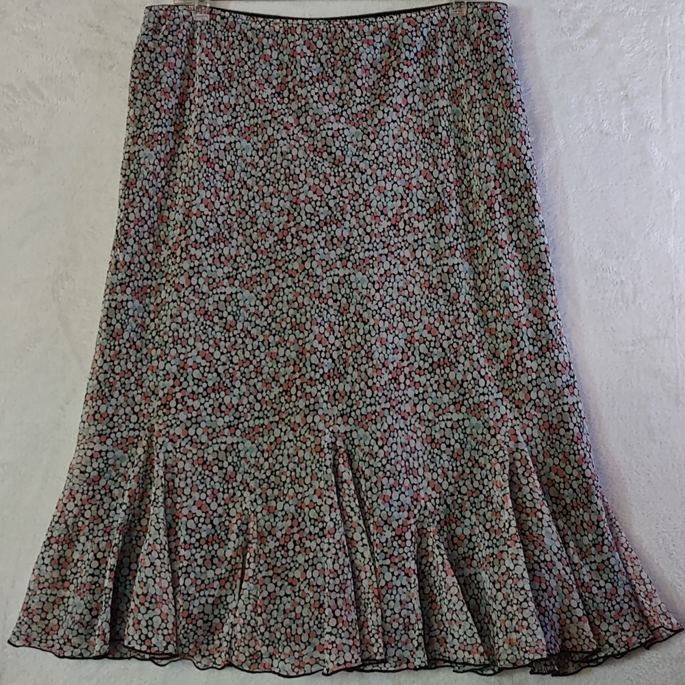 East 5th Spotted A-Line Skirt -with Ruffle Black, Pink, Blue, White